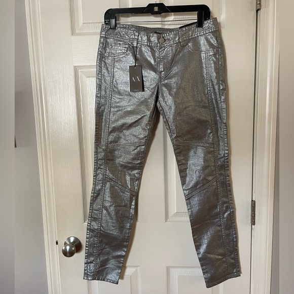 NWT ARMANI Silver Jeans ✨🩶✨ Metallic Denim - Picture 8 of 13